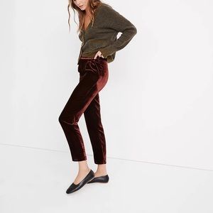 Madewell Velvet Tapered Pleat Pull-On Pants